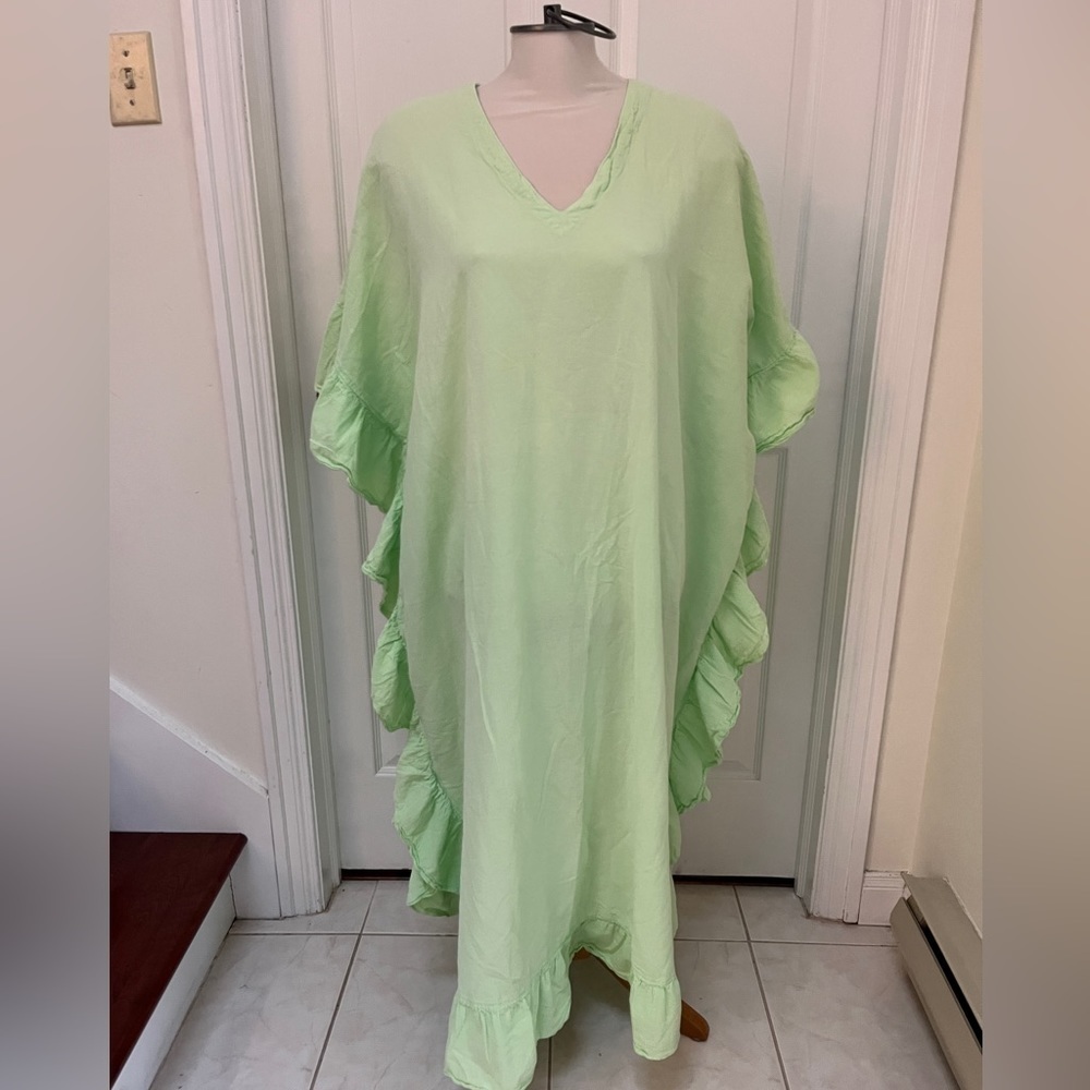 SeaBreeze of California cotton mint green cover-up dress one size
